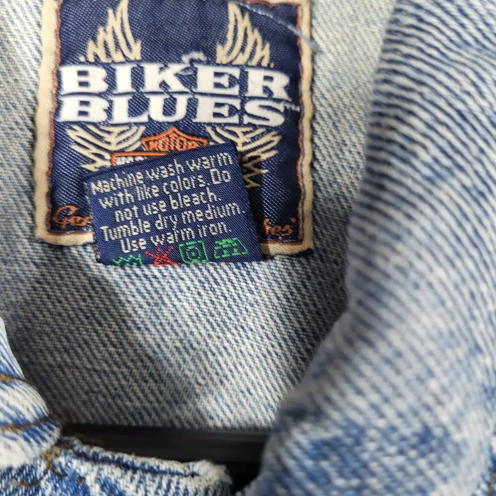 HARLEY DAVIDSON DENIM‎ JEAN JACKET Y2K VTG WOMENS SIZE MEDIUM BIKERSBLUES